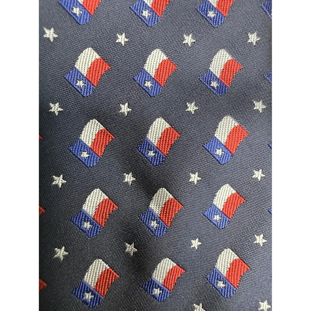 Parquet Mens Texas State Flag Star Patriotic Navy Blue Necktie Tie